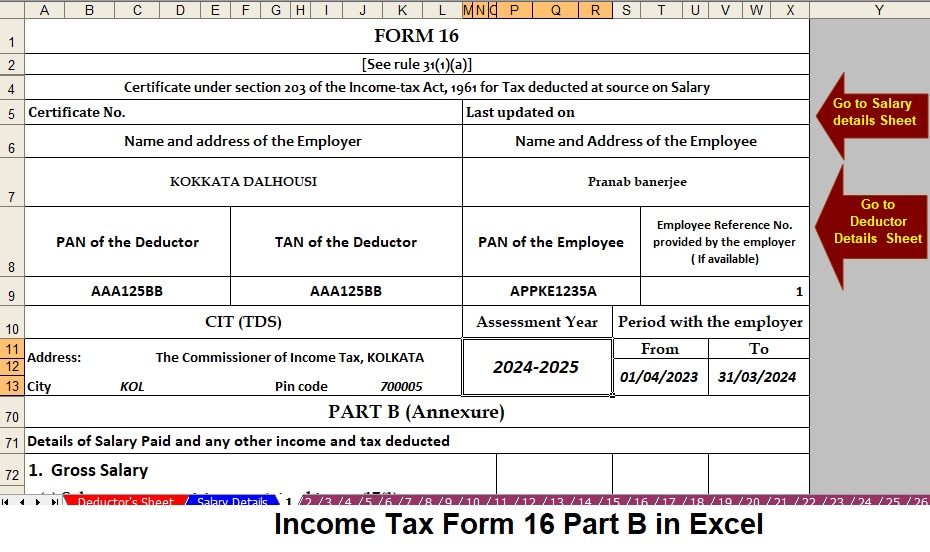 Prepare at a Time 100 Employees Excel Based Form 16 Part B for the Financial Year 2023-24
