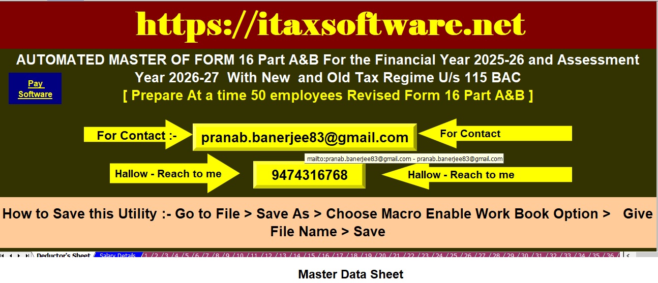 Download and Prepare at a Time 50 Employees Form 16 Part A and B for the FY 2025-26